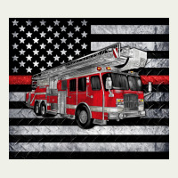 Thin Red Line American Flag Fire Truck Urban Heavy Tee | Teevron