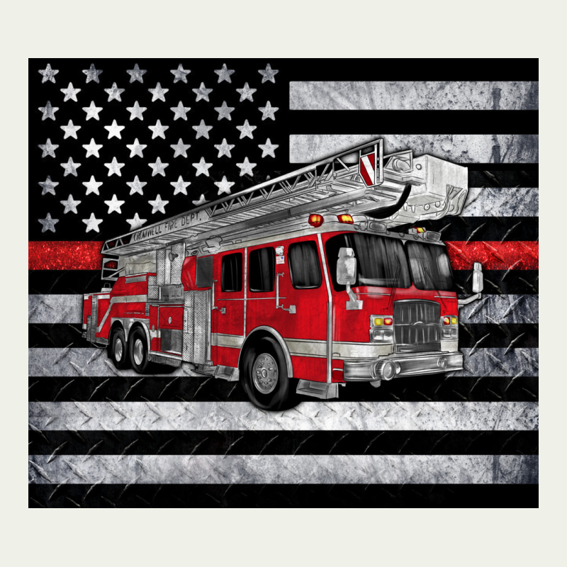 Thin Red Line American Flag Fire Truck Urban Heavy Tee by Artiststas | Teevron