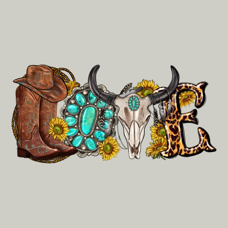 Western Love Bull Skull With Gemstone And Sunflowe Heavyweight Hoodie by texasbilliewilder | Teevron