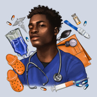 Afro Man Nurse Premium Sweatshirt | Teevron