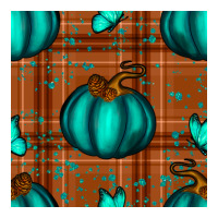 turquoise pumpkin plaid seamless pattern | Teevron