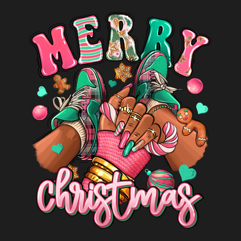 Pink Merry Christmas Black Girl Sneakers Heavyweight Hoodie by RanaPortraitStore | Teevron