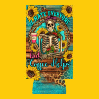 I Hate Everyone But Coffee Helps Western Skeleton Coffee Sunflowers 12 Premium Hoodie | Teevron