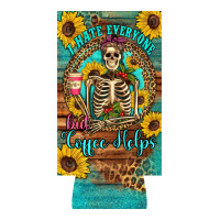 i hate everyone but coffee helps western skeleton coffee sunflowers 12 | Teevron