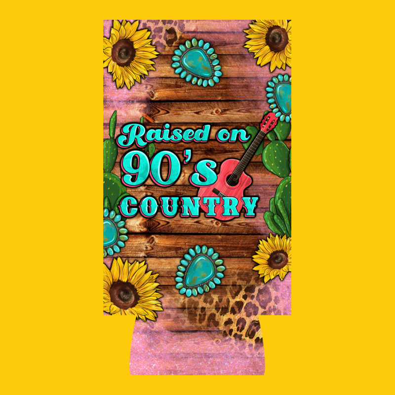 Raised 90's Country Guitar Cactus Sunflower's 12 Oz Can Cooler  (slim) Premium Hoodie by Artiststas | Teevron