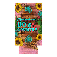 raised 90's country guitar cactus sunflower's 12 oz can cooler  (slim) | Teevron