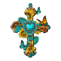 western cross with gemstone and sunflowers | Teevron