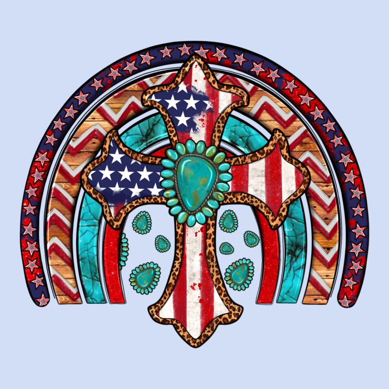 Gemstone Cross American Flag Turquoise Rainbow Urban Hoodie by Artiststas | Teevron