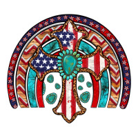 gemstone cross american flag turquoise rainbow | Teevron