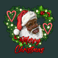 Merry Christmas African American Santa With Wreath Premium Sweatshirt | Teevron