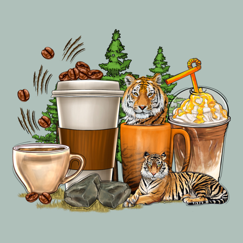 Coffee Cups Tiger With Coffee Beans Heavyweight Hoodie by texasbilliewilder | Teevron