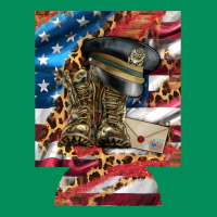 Usa Flag And Leopard With Boots 12 Oz Regular Can Cooler Urban Hoodie | Teevron