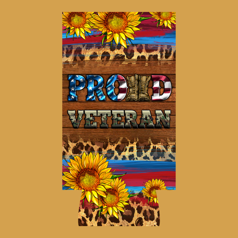 Proud Veteran 12 Oz Slim Can Cooler Urban Hoodie by Artiststas | Teevron