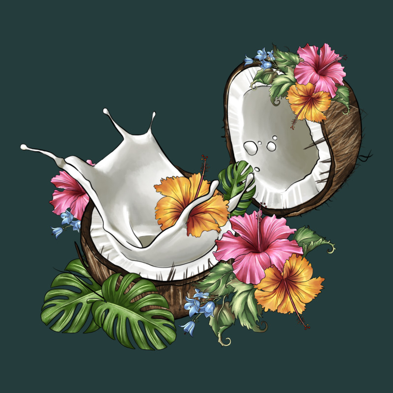 Coconut With Tropical Leavers And Flowers Classic Tee by BarkalooDesign | Teevron