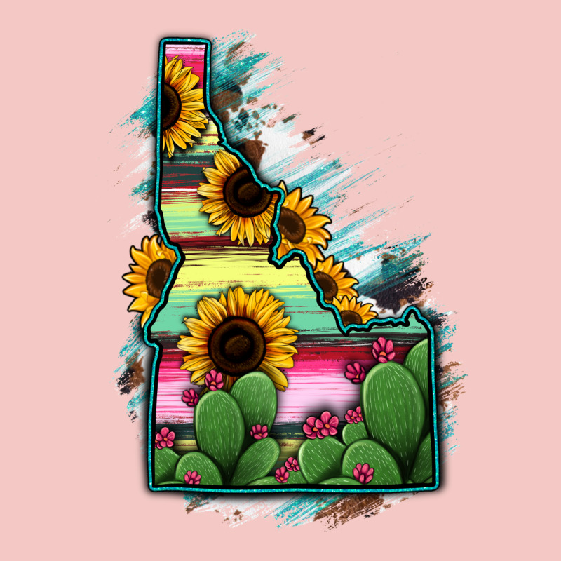 Idaho Map Sunflower Cactus Serape Urban Heavy Tee by RanaPortraitStore | Teevron