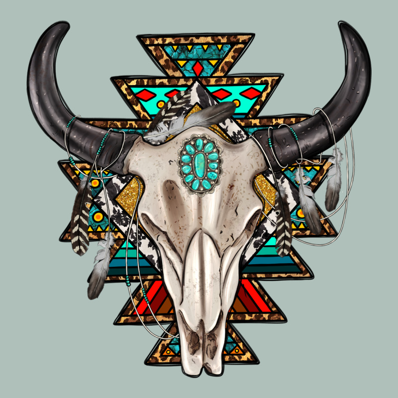 Western Aztec Bull Skull With Gemstone Heavyweight Hoodie by texasbilliewilder | Teevron