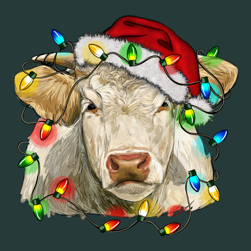 Charolais Cattle Cow With Christmas Lights And Hat Premium Sweatshirt by RanaPortraitStore | Teevron