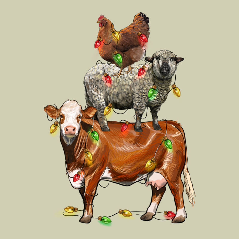 Christmas Cow Sheep And Chicken Heavy Core Tee by LillyAllenDesigns | Teevron