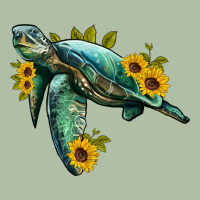 Sea Turtle With Sunflowers Urban Heavy Tee | Teevron