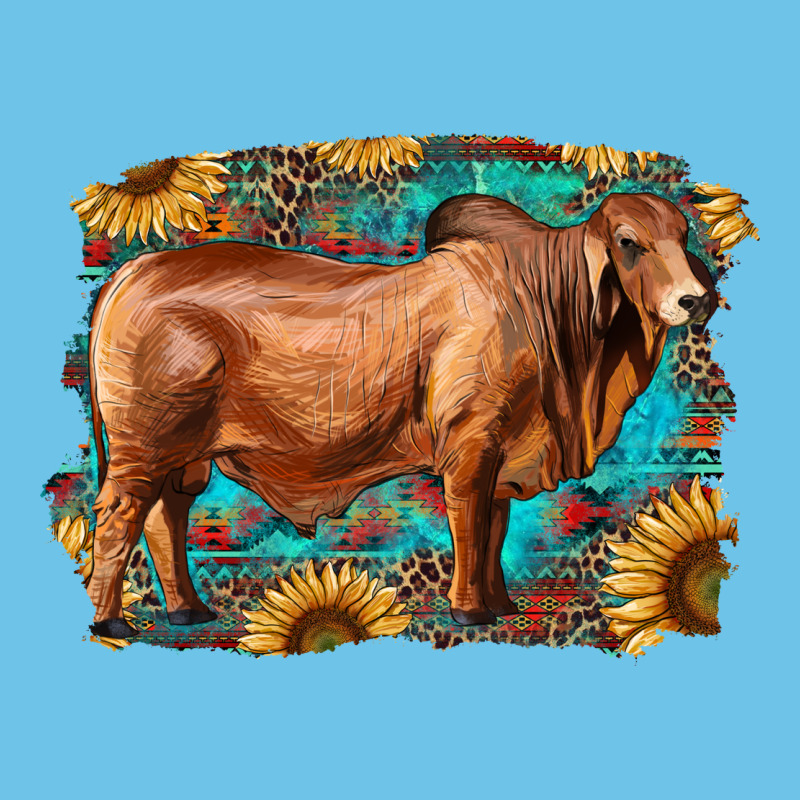 Brahman Bull With Aztec Sunflower And Leopard Background Premium Sweatshirt by RanaPortraitStore | Teevron