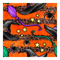 halloween witch hats leopard seamless pattern | Teevron