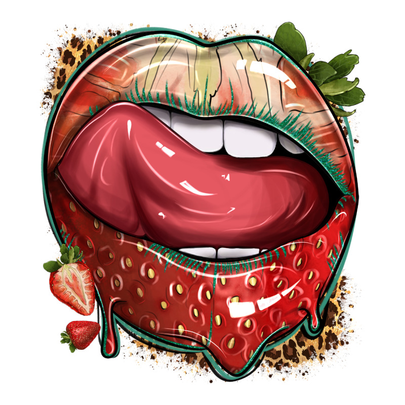 Strawberry Lips With Leopard Premium Sweatshirt by texasbilliewilder | Teevron