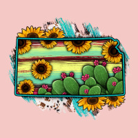 Kansas Map Sunflower Catus Serape Urban Heavy Tee | Teevron