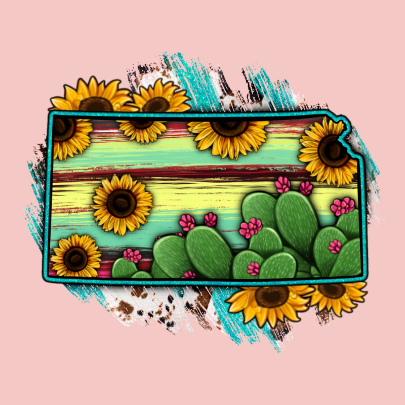 Kansas Map Sunflower Catus Serape Urban Heavy Tee by RanaPortraitStore | Teevron