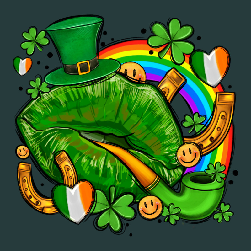St Patricks Lips With Horseshoe Rainbow And Shamrocks Premium Hoodie by AdoDesignShop | Teevron