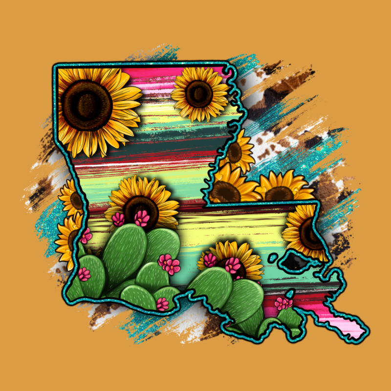 Louisiana Map Sunflower Cactus Serape Urban Heavy Tee by RanaPortraitStore | Teevron