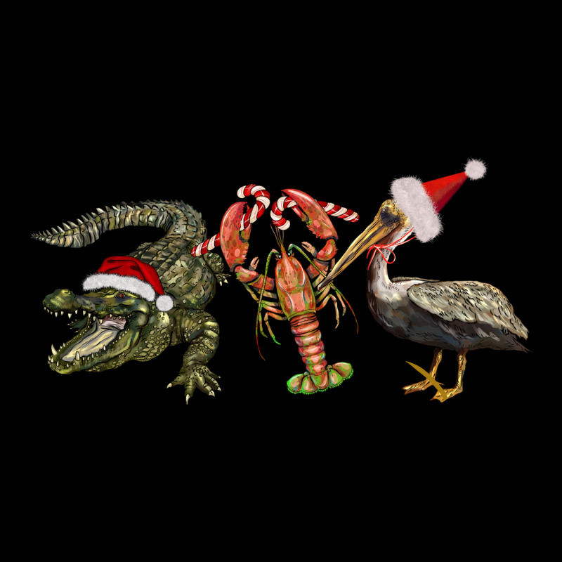 Christmas Alligator Pelican Crawfish Ladies Tee by BarkalooDesign | Teevron