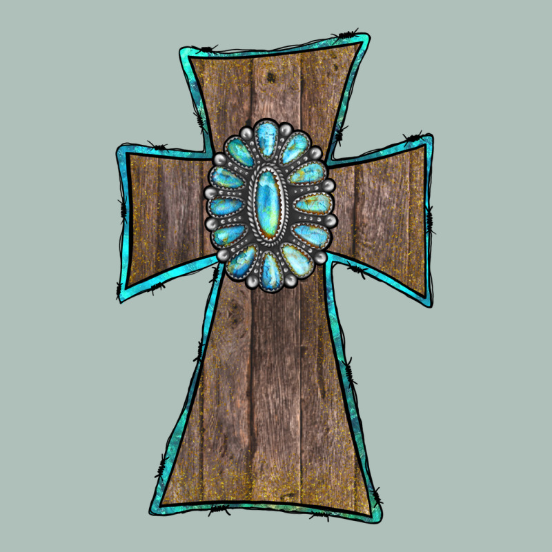 Wood Turquoise Gemstone Cross Heavyweight Hoodie by RanaPortraitStore | Teevron