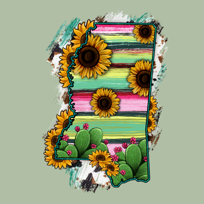 Mississippi Map Sunflower Cactus Serape Urban Heavy Tee by RanaPortraitStore | Teevron