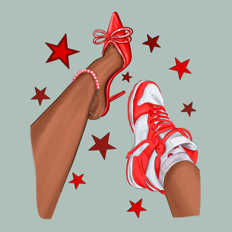 Bright Red Afro Girl Sneakers And Heels Heavyweight Hoodie by texasbilliewilder | Teevron