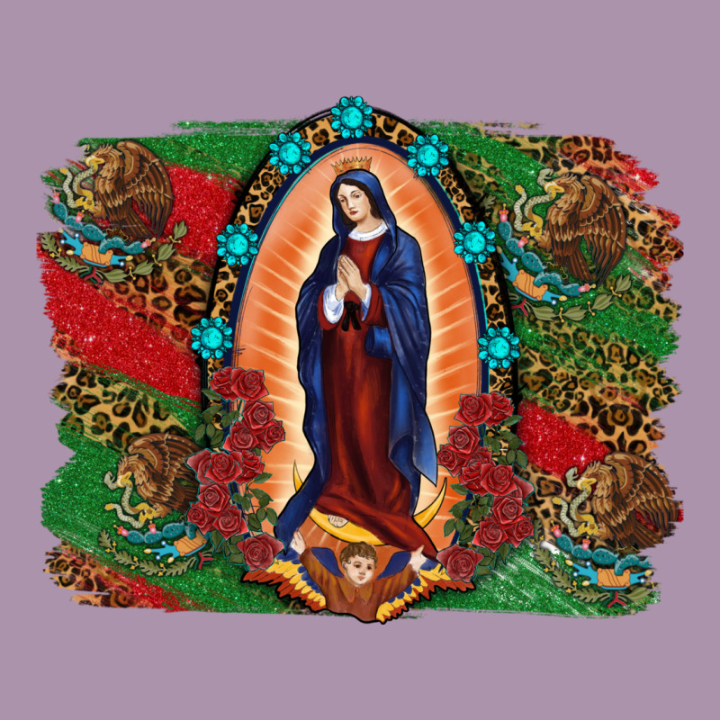 Mexican Flag Lady Of Guadalupe Distressed Backgrou Heavyweight Hoodie by RanaPortraitStore | Teevron