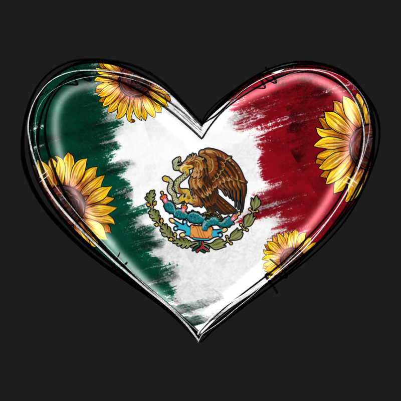 Sunflower Mexican Flag Heart Heavyweight Hoodie by RanaPortraitStore | Teevron