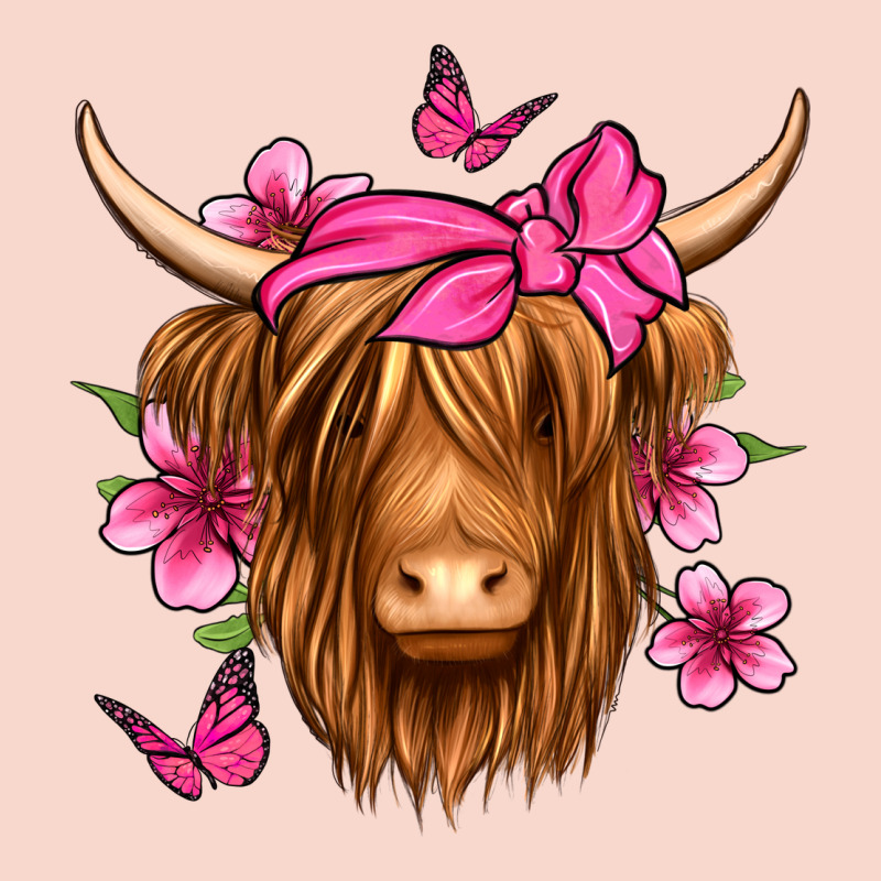 Floral Pink Bandana Longhaired Cow Urban Hoodie by Jasminsmagicworld | Teevron