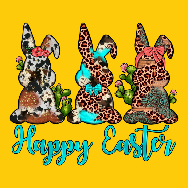 Happy Easter Leopard Cowhide Turquoise Cactus Bunny's Premium Hoodie by JahusDesignShop | Teevron