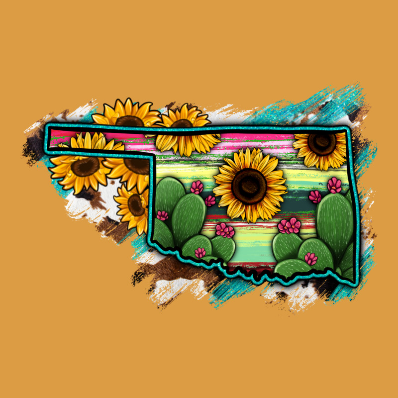 Oklahoma Map Sunflower Cactus Serape Urban Heavy Tee by RanaPortraitStore | Teevron