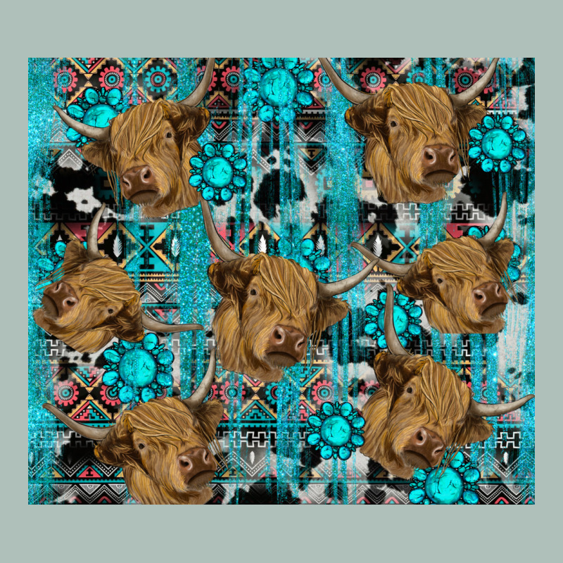 Western Aztec Highland Cow Heavyweight Hoodie by RanaPortraitStore | Teevron