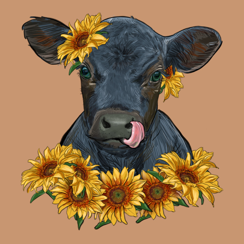 Black Angus Calf With Sunflowers Heavyweight Hoodie by RanaPortraitStore | Teevron