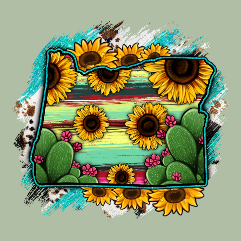 Oregon Map Sunflower Cactus Serape Urban Heavy Tee by RanaPortraitStore | Teevron