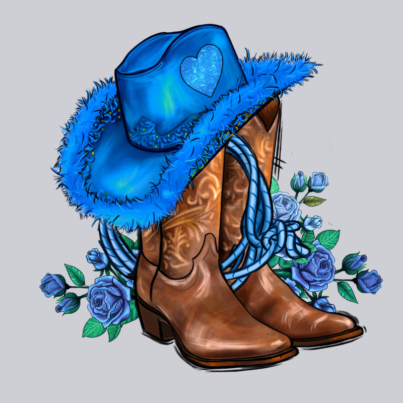 Valentines Day Blue Boots Cowgirl Hat And Roses Urban Hoodie by AdoDesignShop | Teevron
