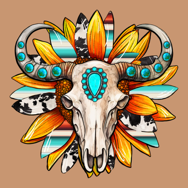 Western Bull Skull Sunflower Heavyweight Hoodie by MaliasSmallBusiness | Teevron