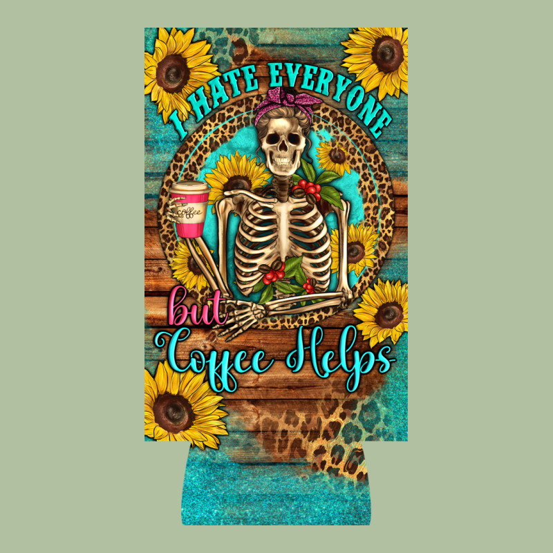 I Hate Everyone But Coffee Helps Western Skeleton Coffee Sunflowers 12 Urban Hoodie by Artiststas | Teevron