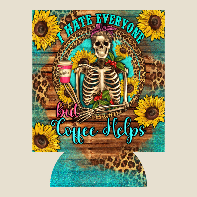 I Hate Everyone But Coffee Helps Western Skeleton Coffee Sunflowers 12 Urban Hoodie by Artiststas | Teevron