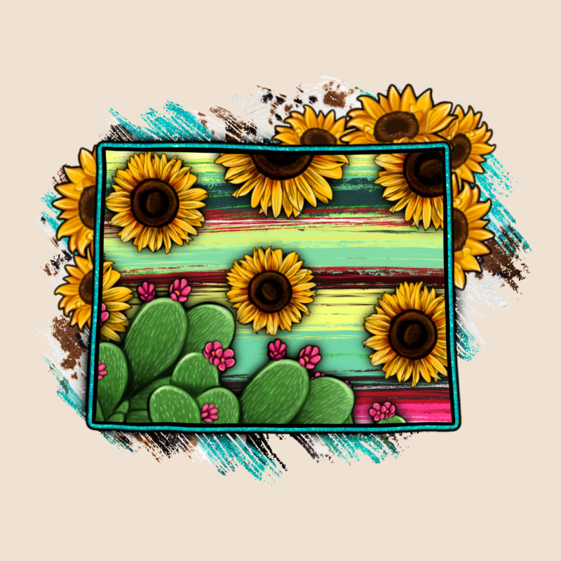 Wyoming Map Sunflower Cactus Serape Urban Heavy Tee by RanaPortraitStore | Teevron