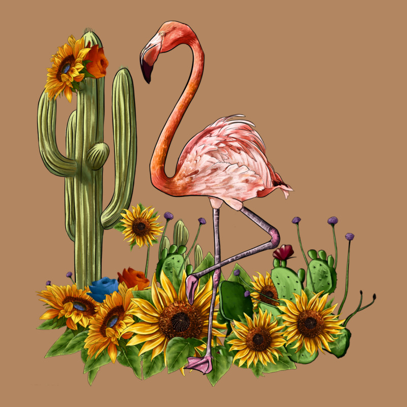 Flamingo With Cactus And Sunflowers Long Sleeve Tee by BarkalooDesign | Teevron