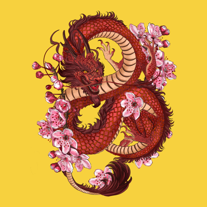 Red Dragon And Sakura Cherry Blossoms Premium Sweatshirt by RanaPortraitStore | Teevron