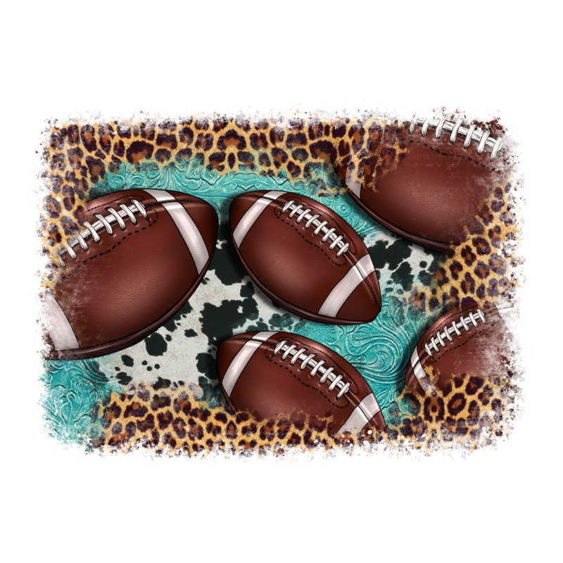 American Football Leopard Cowhide Turquoise  Leather Background Ladies Tee by BarkalooDesign | Teevron
